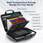 Fireproof Document Box, Hard Case Fireproof File Organizer Box with Lock and 13 Pocket Accordion File Folder, Portable Safe B