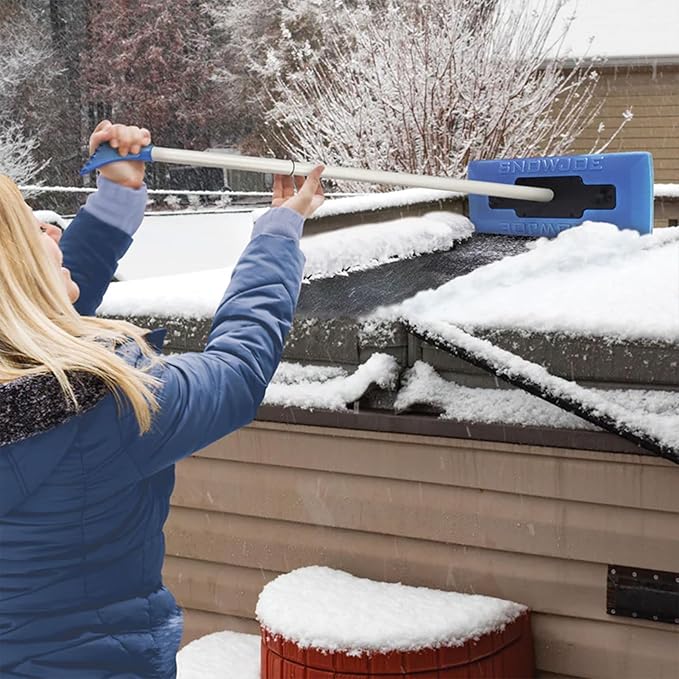 Snow Joe 18" Telescoping Snow Broom & Ice Scraper for Cars, No-Scratch Foam Brush - Long and Extendable Ice Removal Tool for Car Window and Automotive Windshield, SJBLZD