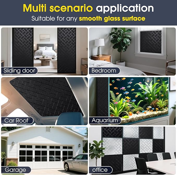 Coavas Total Blackout Window Privacy Film 100% Light Blocking & UV Protection, Static Cling Frosted Privacy Cover No Glue Heat Control Room Darkening Shade for Bedroom, Nursery,17.5 x 78.7 inches