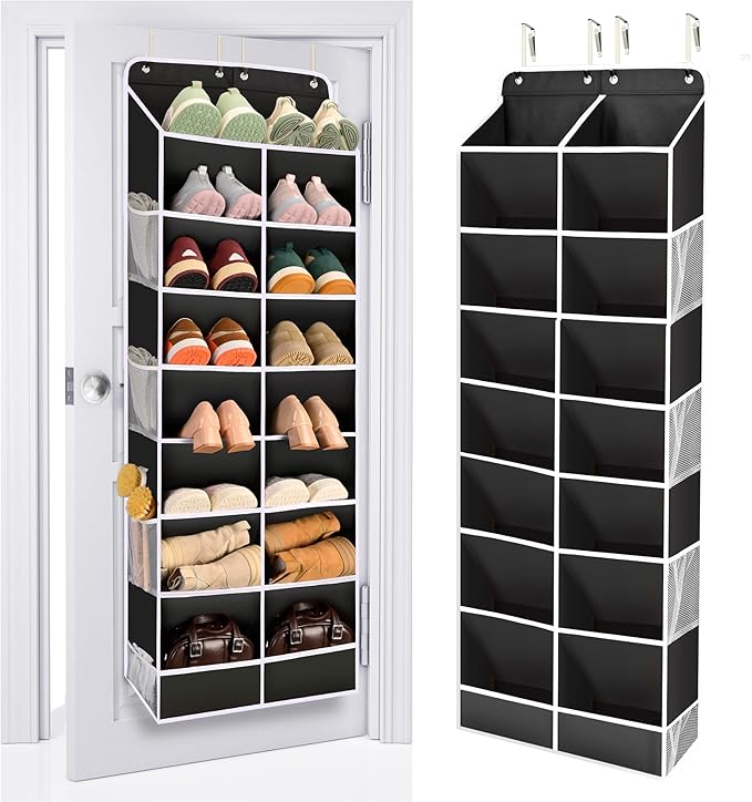ULG Over The Door Shoe Organizer with 16 Large Pockets, Hanging Shoe Rack for Closet Door, Space Saving Shoe Storage for Boot