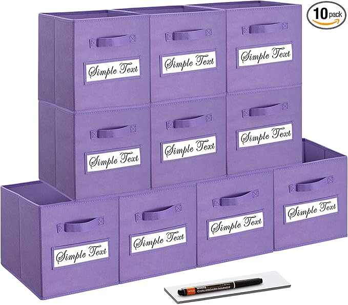 artsdi 11 Inch Storage Cube,Storage bin,cube storage (Set of 10) Foldable Fabric Cube Storage Bins with 10 Labels Window Card