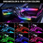 Interior Car LED Strip Lights, RGB 2 in 1 Dynamic Dreamcolor Chasing Acrylic LED Lights for Car, USB Powered Ambient Lighting Kits with Wireless APP, Sound Active Function Car Neon Lights (2 in 1)