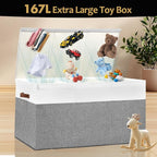 Gowee Extra Large Toy Storage Box with Lid, Sturdy Toys Storage Chest Bin Organizer Basket with Dividers for Kids, Boys, Girl