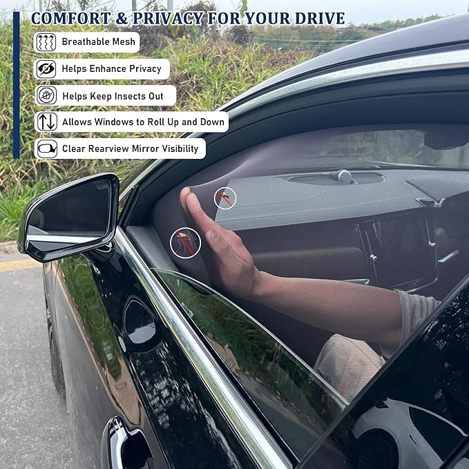 Car Window Shades,Car Window Screens for Camping,Car Window Cover for Baby,Universal Stretchable & Breathable Mesh Shades,Block Sun Rays,Fit Most Truck,SUV and Minivan(Front 2 Pack)