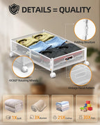Under Bed Organizer, Storage Bins Under Bed, 60L Underbed Storage Bins for Bedroom Clothes Shoes Blankets (White, 1 Pack)
