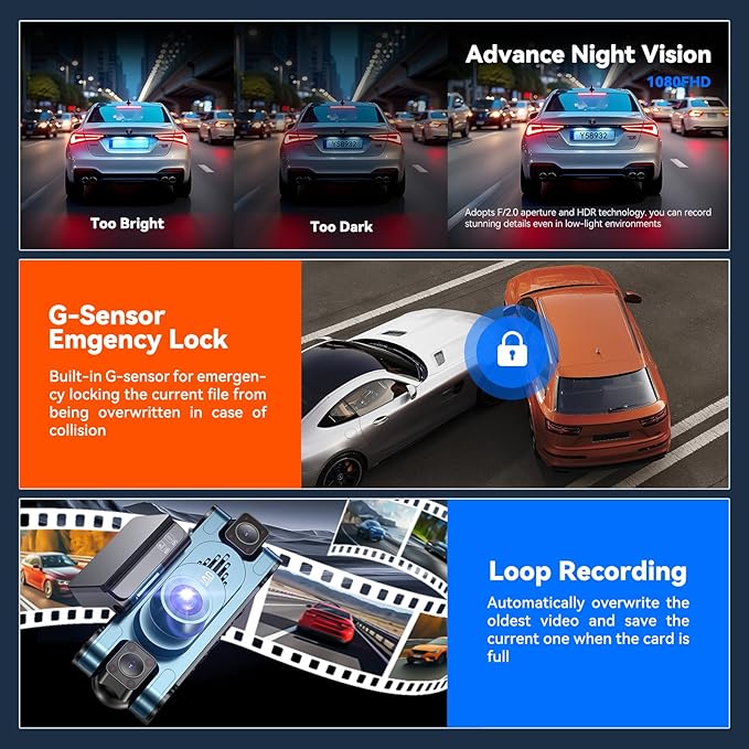 4K DashCam for Cars,4 Channel Car Dash Cam Front and Rear Inside with Voice Control,5G WiFi GPS, Night Vision, G Sensor, WDR,