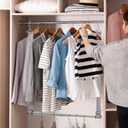 Hanging Closet Rod, 17-28In Width and Up to 32In Height Closet Extender, Double Hanging Bar with Powder-Coated Metal Pole and