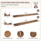 Fun Memories Picture Ledge Shelf, Floating Shelves Set of 4, 48 Inch Picture Shelves for Wall with Ledge, Large Nursery Book 