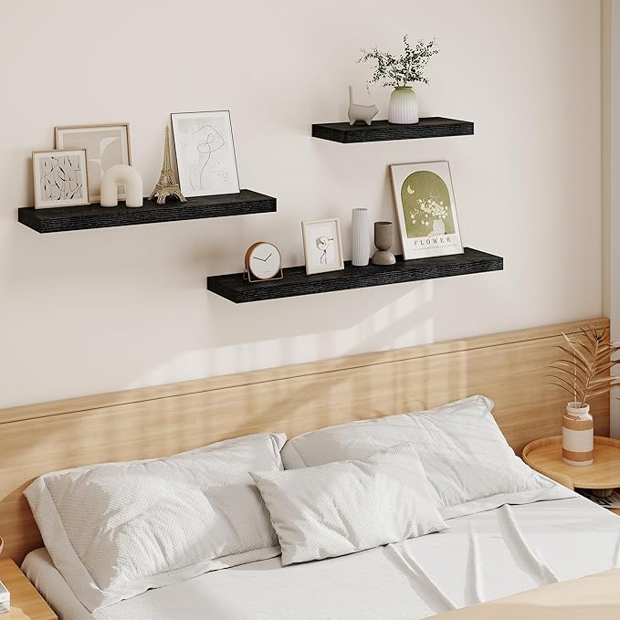 Vivelove 55 Inch Floating Shelves, Deep Wall Shelves with Invisible Brackets, Display Shlf for Bathroom Living Room Kitchen B