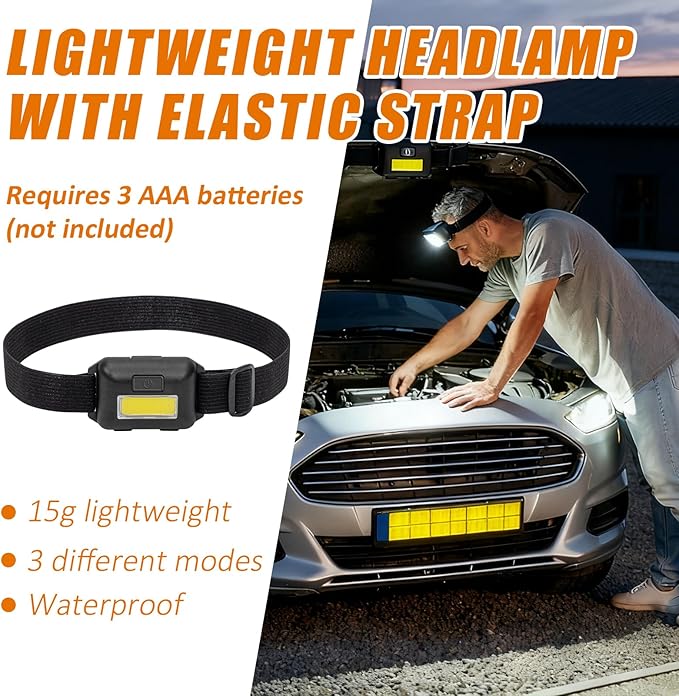 AUTODECO Car Roadside Emergency Kit, Car Safety Kit Portable Car Kits for Emergency with Jumper Cable, Safety Hammer, Orange
