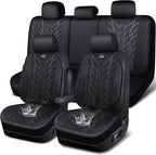 CAR PASS Leather Oxford Car Seat Covers Full Set,Heavy Duty Car Seat Covers Waterproof,Universal Fit for Trucks SUV Sedan Mos