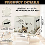 Rustic Fox Storage Bins & Boxes with Handles, Farmhouse Fox Foldable Basket for Organizing, Live Like Someone Left the Gate O