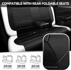 CAR PASS Universal Leather Car Seat Covers Full Set with Sporty Design, Breathable All Season Easy to Clean Anti-slip Wear-Re