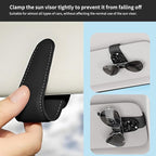 Sunglasses Holder for Car Visor, PU Leather Glasses Clip Organizer, Cute Magnetic Eyeglass Holder for Vehicle Sun Visor, Car Interior Accessory for Women & Men Black Celestial Sun Moon
