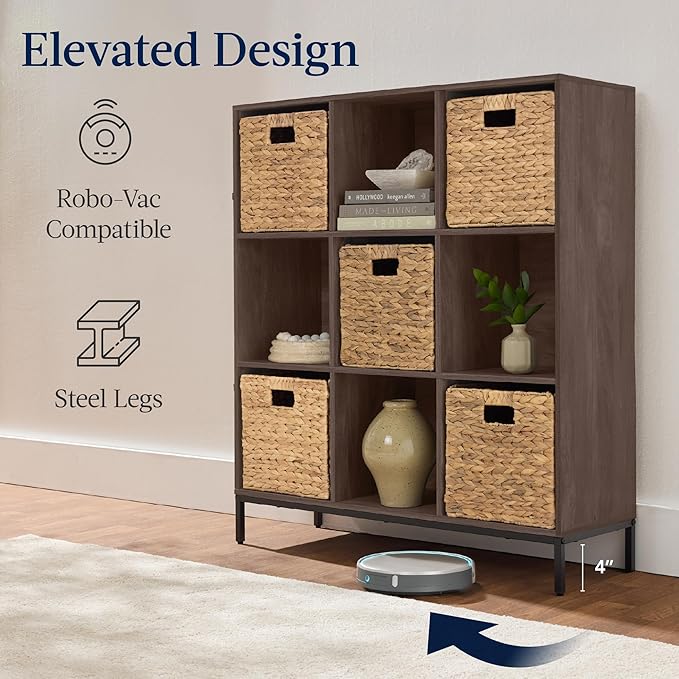 Best Choice Products 9-Cube Bookshelf, 3-Tier Wood Storage Bookcase W/Legs, 11in Shelf Opening, Cube Organizer, Living Room, 