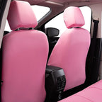 Flying Banner car seat Covers Protects Water Proof Faux Leather Carbon Fiber Fronts Rear Bench Covers (Pink Pink, Full Set - 