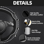 NBTEPEM 10 Pcs Car Floor Mats Full Set Car Accessories, Microfiber Leather Steering Wheel Covers 14.5-15 inch, Center Console Cover, Seat Belt Pads, Cup Coasters, Universal Interior Decor(White)