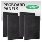 WallPeg Pegboard Panels Garage Organization - 12 ea (24"x16") Black Peg Board Panel Set - (PB-1-B) Tool Organizer, Crafts, Sh