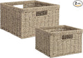 StorageWorks Wicker Storage Baskets, Handwoven Seagrass Basket for Organizing, Decorative Wicker Baskets with Built-in Handle