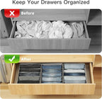 Qozary Pants Jeans Organizer for Closet, 4 Pack Drawer Organizers for Clothing, 5 Grids Wardrobe Clothes Storage for Deep Dra