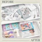 STORi SimpleSort 2-Piece Stackable Clear Drawer Organizer Set | 12" x 9" x 2" Rectangle Trays | Wide Makeup Vanity Storage Bi
