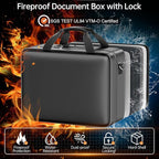 ENGPOW Fireproof Document Box with Lock, Fireproof Water Resistant Hard Case File Organizer Safe Box with Multi Pockets, Prot