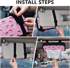 Car Tissue Holder Car Visor Organizer Tissue Box Holder for Car Sun Visor Organizer with Car Vehicle Accessories Essentials Interior for Women Men Pink Flamingos and Polka Dots