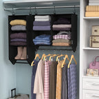 ClosetMaid 4-Shelf Fabric Hanging Closet Organizer with Garment Rod for Shirts, Sweaters, Pants, Hats, Shoes, Purses with Cha