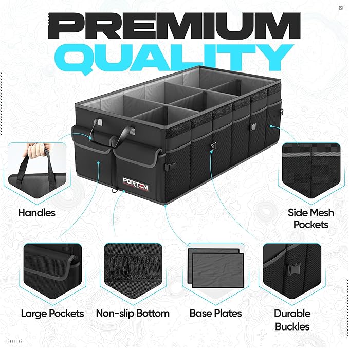FORTEM Trunk Organizer For SUV Car Trunk Organizer, Foldable Storage, Car Accessories for Women Men, Collapsible Bag, Perfect C