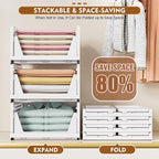 SNSLXH 5 Pack Stackable Closet Organizer Box, Multifunctional & Foldable Closet Storage Basket for Bathroom Kitchen Laundry R