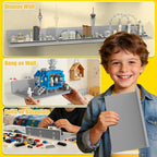 BlissBox 8-Pack Display Shelves for Wall Compatible with Lego Building Bricks, 11.3x6.3inch Dual‑Sided 36x20 Studs for Toy Br