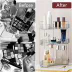 Corner Bathroom Counter Organizer Bathroom Countertop Shelf Makeup Organizer for Vanity Perfume Tray for Corner Storage (3 Ti