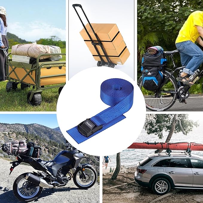 Ayaport Lashing Straps Car Roof Rack Straps Cam Buckle Tie Down Strap for Kayak, SUP, Canoe, Surfboard Packing (Blue, 1" x 12')