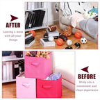 Karenhi 11" x 10. 5" x 10. 5" Pink Storage Cube, 6 Pack Fabric Cube Storage Bins Organizer Box, Collapsible Baskets with Hand