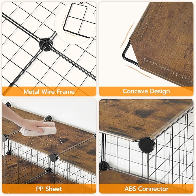 HOOBRO Wire Cube Storage Organizer, 9-Cube Shelves, Modular Shelves with Metal Grid, DIY Closet Cabinet for Living Room, Bedr