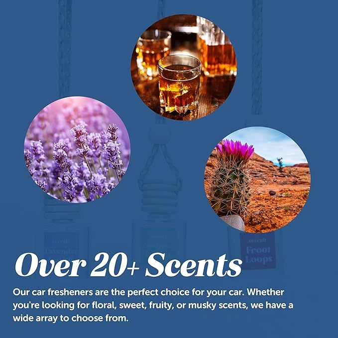C&E Craft Co Hanging Car Air Freshener Diffuser 2 Pack, Long Lasting Fragrance Oil Car Freshener, Glass Bottle Auto Air Fresh