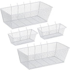 Sieral 4 Pcs Pegboard Baskets Metal Wire Shelf Baskets Peg Board Organizer Accessories Wall Mount Organizer Attachments for G