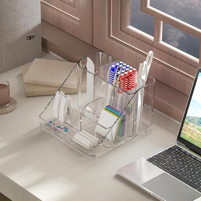 Ettori APLOP Makeup Organizer Tray, 6-Compartment Vanity Makeup Organizer for Jewelry, Hair Accessories, Bathroom Counter or 