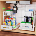 2 Pack Under Sink Organizer, Pull Out Cabinet Organizer 2 Tier Slide Out Sink Basket Drawer Sink Shelf Cabinet Storage Shelve