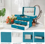 Dajasan Jewelry Box Organizer, Jewelry Holder Organizer Box, 4 Layers Leather Jewelry Storage Box, Gift Idea for Women, Girlf