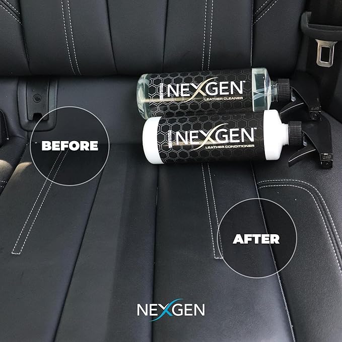 Nexgen Car Leather Cleaner and Conditioner Set - Quick Spray Car Seat Conditioner and Leather Restorer - Gentle Liquid Formul