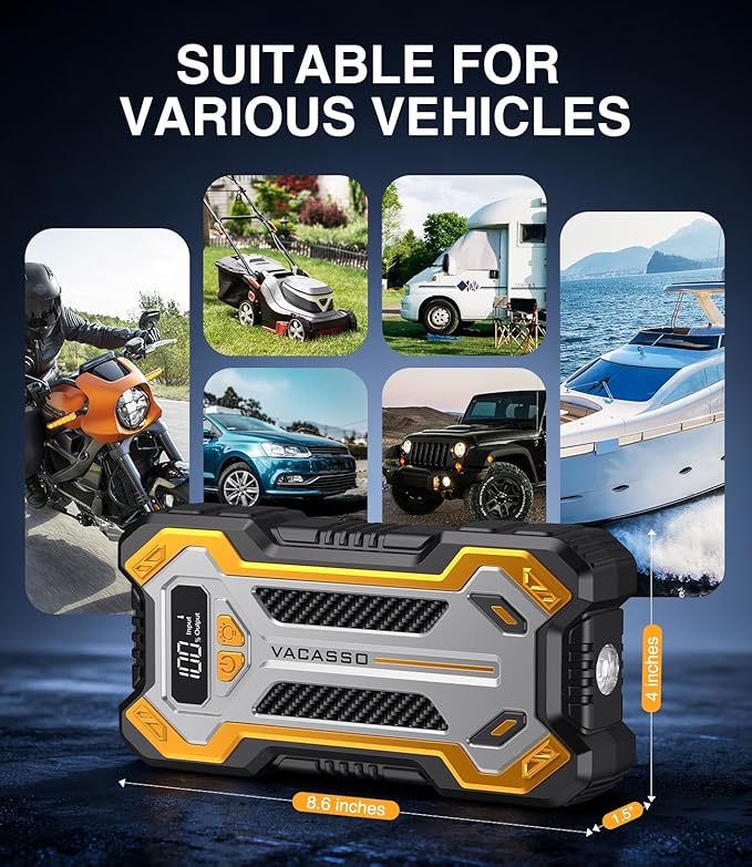 Car Jump Starter, VACASSO 5000A Car Battery Jump Starter for Up to 10L Gas and 8L Diesel Engines, 12V Portable Jumper
