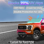 Sun Shade Sunshade for Ford F150 2021-2025 2026 Windshield Cover, F-150 Super Crew Cab,Super Cab,Regular Cab 4-Layers Sun Shield 250T Silver Sun Visor Foldable Window Shade Blocks UV Rays Accessories
