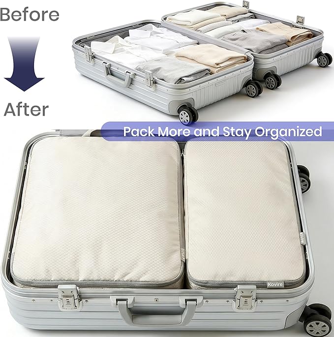 Compression Packing Cubes for Travel, Set of 10 Expandable Luggage Organizers with Shoe Bag, Lightweight Water-Resistant Suit