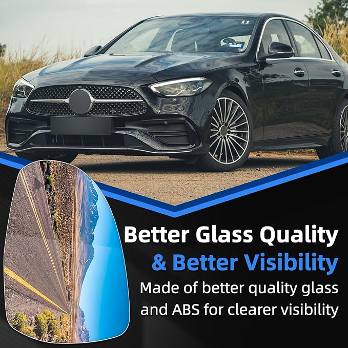 Driver Side Mirror Replacement for Mercedes Benz W206 C260 C300 C43, W223 S Class, X254 GLB, V295 EQE, V297 EQS - Left Side Mirror Glass, Rear View Power Heated & Blind Spot Mirrors Glass
