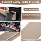 2 Pack Update Car Seat Gap Filler Organizer Leather Console Storage Box Front Side Pocket Seats Organizers Filler Interior Car Accessories for Phone Wallet Coin Key Sunglasses (Off-White)
