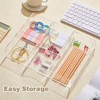 Briwooody Acrylic Drawer Organizer Clear Desk Drawer Organizer Trays with Adjustable Compartments Desk Accessories for Office