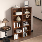 Wooden 5 Cube Storage Organizer, Vintage Brown 5 Tier Bookcase Bookshelf Freestanding Storage Display Organizer,Versatile Cub