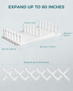 OROPY Wood Accordion Wall Hanger, Expandable Coat Rack Wall Mount with 20 Pegs, Expanding Hat Rack for Wall White