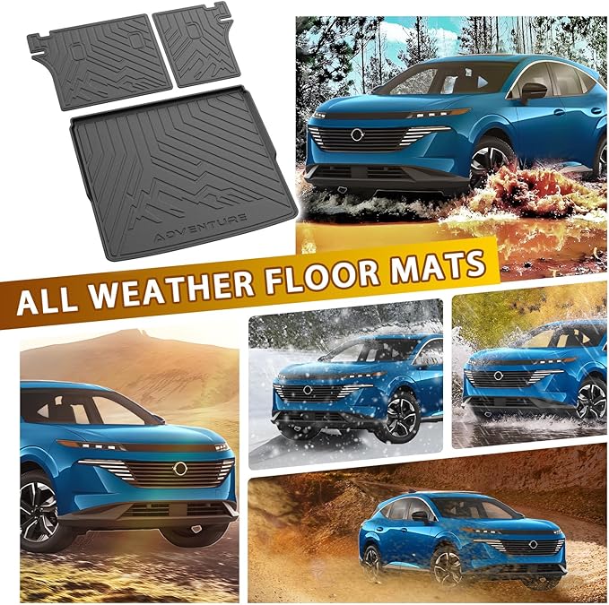 Powerty Floor Mat for Nissan Murano 2025 2026, All Weather TPE Custom Trunk Cargo Mat Liner with Backrest Mat Replacement for Nissan Murano Accessories (Trunk Mat+Backrest Mat+Floor Mat)